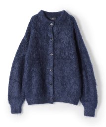 SHIPS WOMEN/Primary Navy Label:〈手洗い可能〉ヴィンテージ ファー加工 カーディガン/505782040