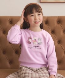 anyFAM（KIDS）(エニファム（キッズ）)/【らくっトレーナー】アニマル 裏毛 サガラ刺しゅう トレーナー/ラベンダー（ネコ）