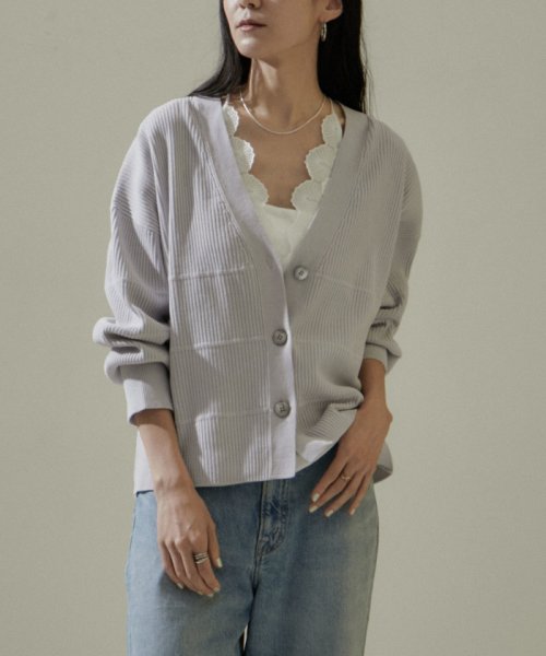 リブVネックカーディガン －CreamyCotton /クリーミーコットン－ Creamy Cotton クリーミーコットン ■モデル身長 着用サイズ