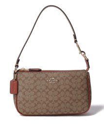 COACH(コーチ)/COACH コーチ CE698 手提げ ポーチ PVCシグネチャー/ベージュ/レッド