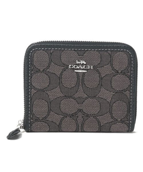 COACH(コーチ)/COACH コーチ CH389 2つ折り財布 ジャガード ラウンドZIPファスナー 小銭入無/ブラックマルチ