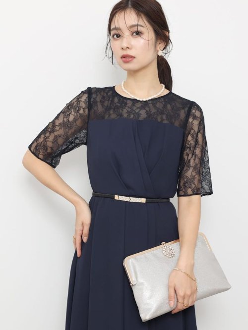 ビスチェライクビジューベルトドレス 