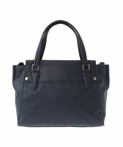 MK MICHEL KLEIN BAG(エムケーミッシェルクランバッグ)/[2WAY]コンパクトデザインエコレザートートバッグ/ネイビー