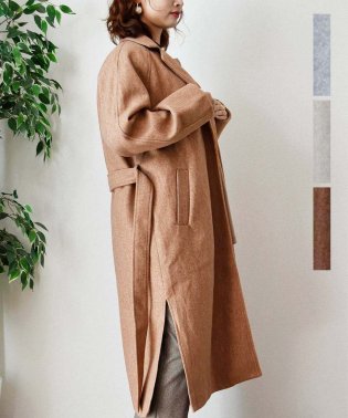 ARGO TOKYO/Wool Blend Long Gown Coat 21079ウールブレンドロングガウンコート　ガウンコート　ウールコート　ロングコート　冬コート/505785203