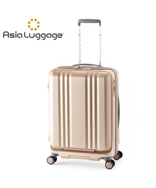 ASIA LUGGAGE(アジアラゲージ)/アジアラゲージ デカかるEdge スーツケース Mサイズ 55L 65L フロントオープン ストッパー付き 拡張 軽量 ALI－077－22FW/シャンパンゴールド