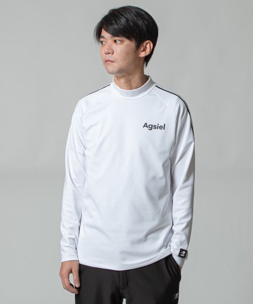 ZIP FIVE(ジップファイブ)/【Agsiel】 あったか裏起毛長袖モックネックTシャツ/ホワイト