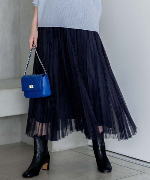 【洗える】チュール プリーツ スカート 