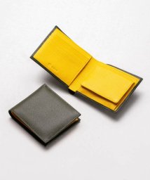 MURA(ムラ)/MURA 牛革 ツートンカラー 隠しポケット付 スリム 二つ折り財布/グリーン