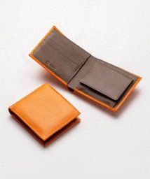 MURA(ムラ)/MURA 牛革 ツートンカラー 隠しポケット付 スリム 二つ折り財布/オレンジ