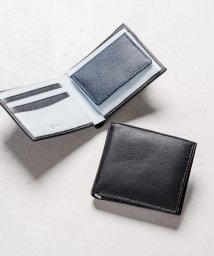 MURA(ムラ)/MURA 牛革 ツートンカラー 隠しポケット付 スリム 二つ折り財布/ブラック系1