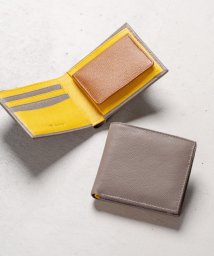 MURA(ムラ)/MURA 牛革 ツートンカラー 隠しポケット付 スリム 二つ折り財布/グレー系1