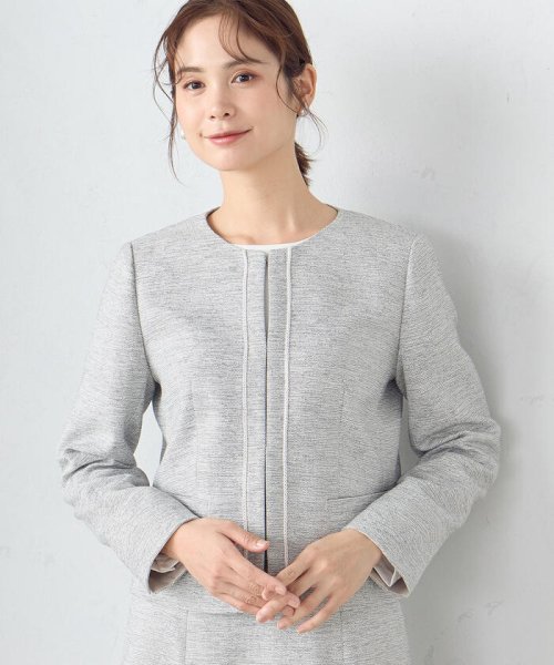 セール】【セットアップ対応】ラメツイード ノーカラージャケット  