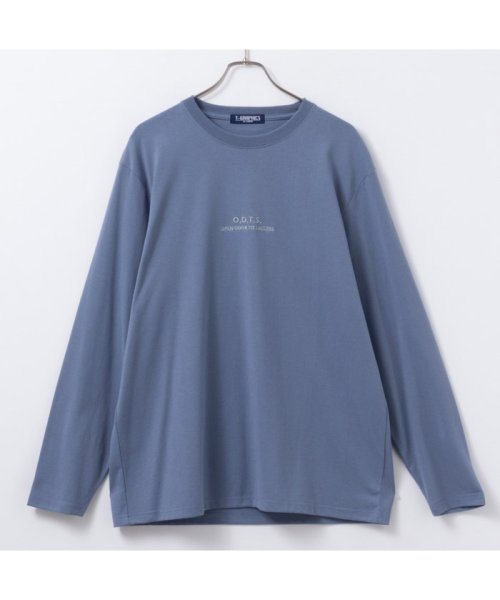 MAC HOUSE(men)(マックハウス（メンズ）)/T－GRAPHICS ティーグラフィックス ワンポイント刺繍長袖Tシャツ 412300MH/ブルー