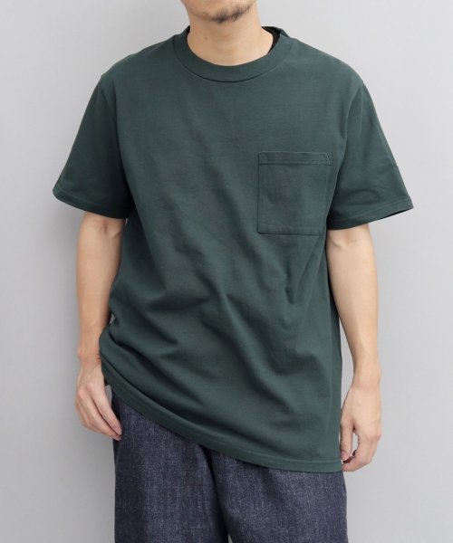 Goodwear(グッドウェア)/Goodwear グッドウェア USAコットン ポケット付き 半袖  Tシャツ レギュラーシルエット/ダークグリーン