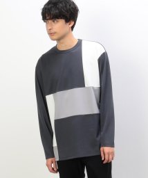 COMME CA ISM MENS(コムサイズム（メンズ）)/パッチワーク クルーネック ロングスリーブ Ｔシャツ/チャコールグレー