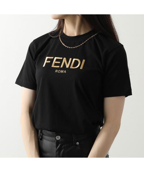 美品フェンディFENDIロゴ黒半袖Tシャツカットソー42