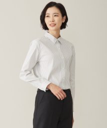 J.PRESS LADIES（LARGE SIZE）/【洗える】BEZ ストライプ シャツカラー ブラウス/505793170