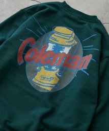 coen(coen)/COLEMAN（コールマン）別注プリント裏毛クルーネックスウェット23AW/DK.GREEN