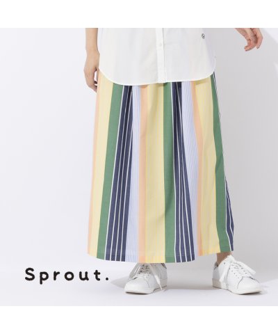 【Sprout.】マルチストライプ　オールゴムスカート
