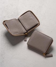 MURA(ムラ)/牛革 シュリンクレザー YKKラウンドファスナー ボックス型小銭入れ 二つ折り財布/グレー
