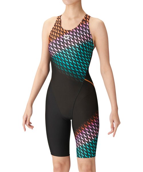 【アクアエクサ】ワンピーススパッツ（オープンバック・ハーフレッグ・ぴったりパッド）フィットネス AQUA EXA