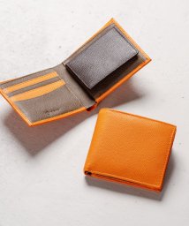 MURA(ムラ)/MURA 牛革 ツートンカラー 隠しポケット付 スリム 二つ折り財布/オレンジ系1