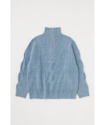 moussy(マウジー)/HALF ZIP CABLE ニット/BLU