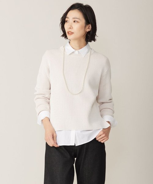 J.PRESS LADIES（LARGE SIZE）(J．プレス　レディス（大きいサイズ）)/【WEB限定カラーあり・洗える】CLEAR COTTON BLEND サイドスリット ニット/ピンク系5