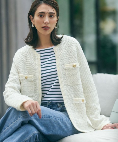 ファンシーツイード ニットジャケット 