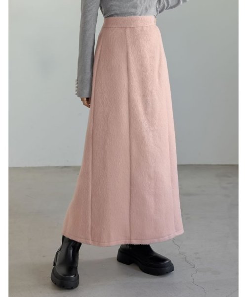 Re:EDIT(リエディ)/[低身長/高身長サイズ有]メルトンシャギーナロースカート/ピンク