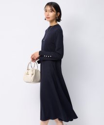 NIJYUSANKU（SMALL SIZE）(23区（小さいサイズ）)/【洗える】パールディテール フレア ニットワンピース/ネイビー系