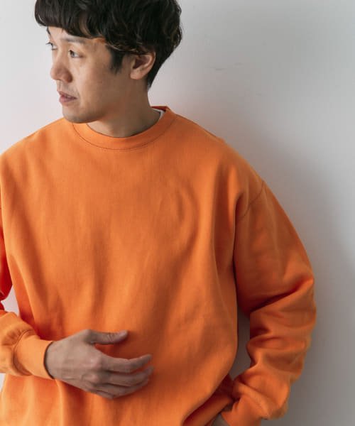 URBAN RESEARCH DOORS(アーバンリサーチドアーズ)/コットン裏起毛クルーネックスウェット/ORANGE