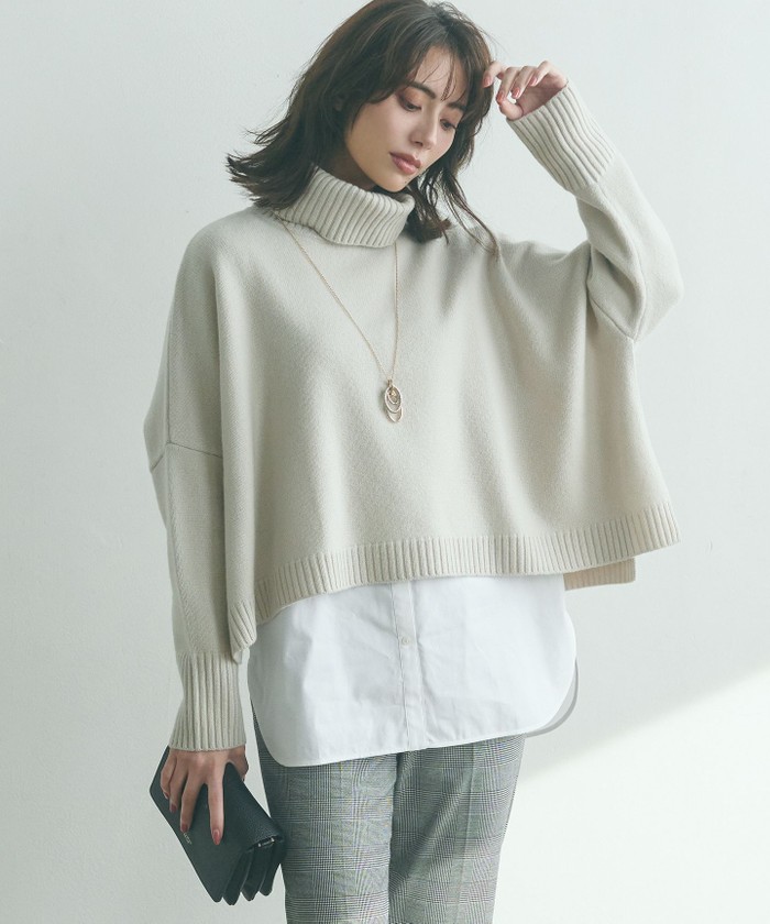 カシミヤポンチョ 45Rカシミヤのアランポンチョ: WOMEN｜45R