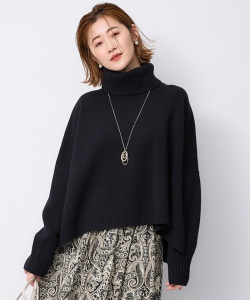 【洗える】ウールカシミヤ ニットポンチョ 