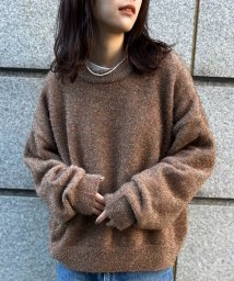 MAISON BREEZE(MAISON BREEZE)/【MAISON BREEZE】トップス ニット ラメニット フェザーニット 長袖 クルーネック ぽわん袖 プルオーバー グリッターニット /ベージュ