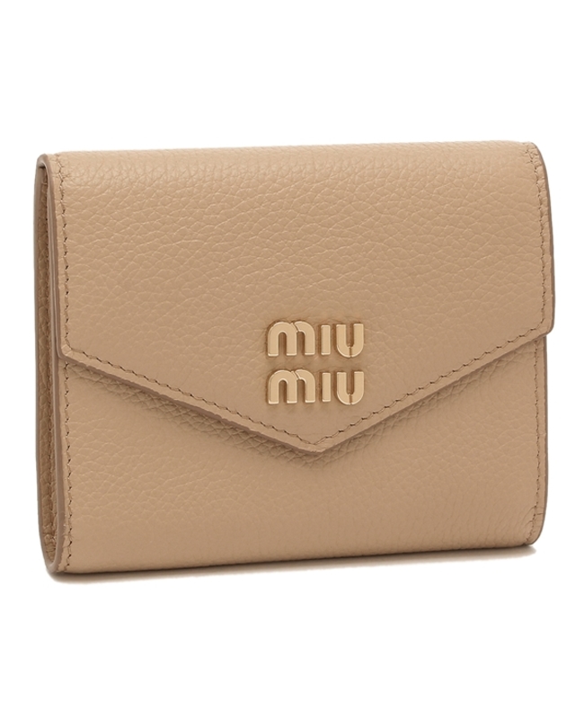 ミュウミュウ 三つ折り財布 ヴィッテロダイノ ベージュ レディース MIU