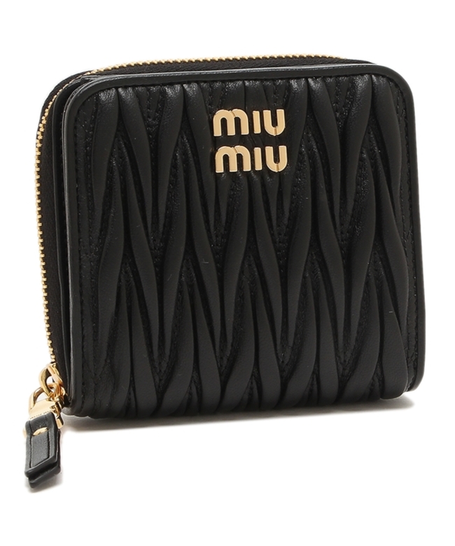 ミュウミュウ 二つ折り財布 マテラッセ ミニ財布 ブラック レディース MIU MIU 5ML522 2FPP F0002