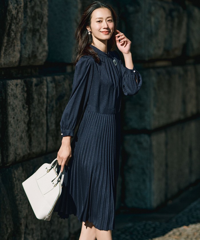O265新品♪23区ダブルクロスストレッチワンピース9号￥29700結婚式 23区 - O265新品♪23区ダブルクロスストレッチワンピース9号