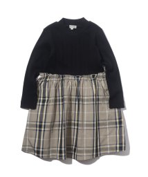 SHOO・LA・RUE(Kids) (シューラルーキッズ)/【110－140cm】チェック柄 ドッキングワンピース/ブラック（019）