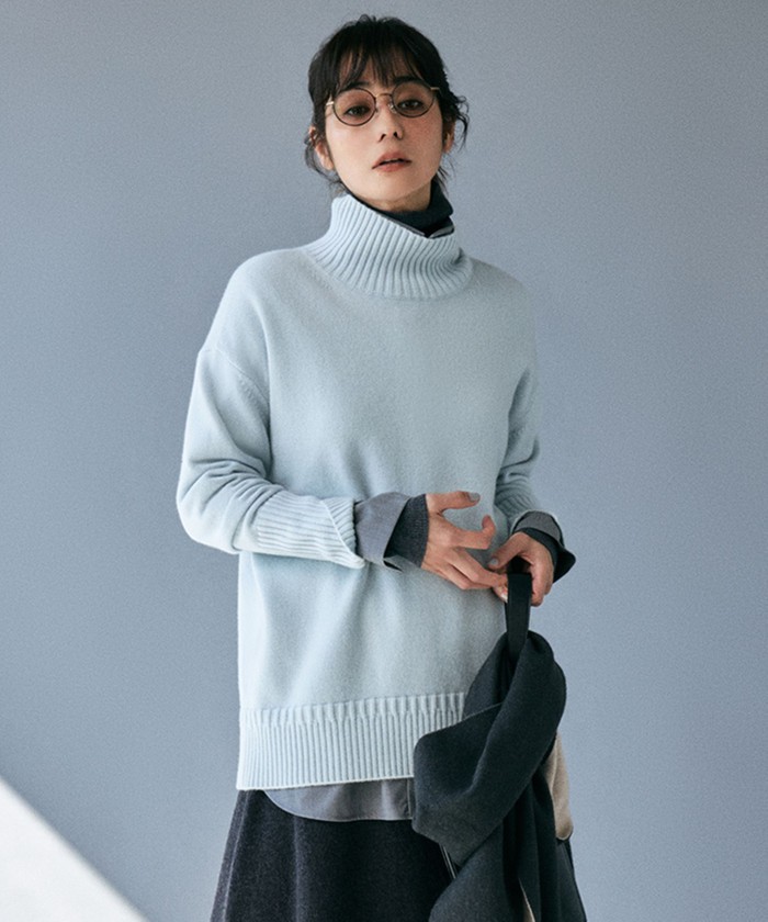 roko です★ ソフトカシミヤミックス　ハイネックニット 洗える】ソフトカシミヤミックス ハイネックニット / ICB