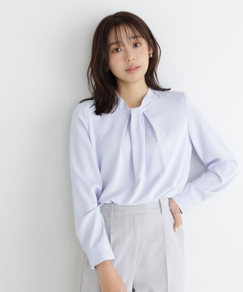 NATURAL BEAUTY BASIC(ナチュラルビューティーベーシック)/タックボウラインブラウス　24SS/ブルーラベンダー