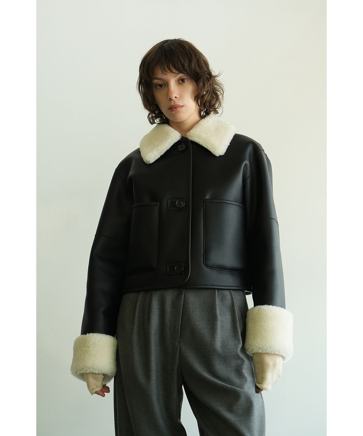 VEGAN LEATHER BOA SHORT JACKET VEGAN LEATHER BOA SHORT JACKET
