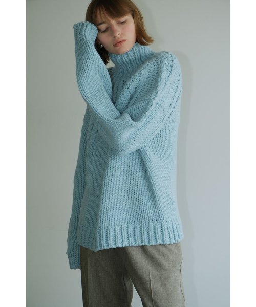 CLANE(クラネ)/CHUNKY CABLE HAND KNIT TOPS/BLUE