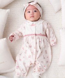 fillot de bebe reduction(フィヨ・デュ・ベベ・ルダクティオン)/スムースパリマルシェスモッキングカバーオール(70~80cm)/ピンク系