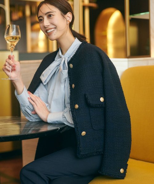 GIOLICA カラーミックスツイード ジャケット #075 #002 #305 #310 カラーミックスツイード モノトーンミックス レッドミックス ホワイト