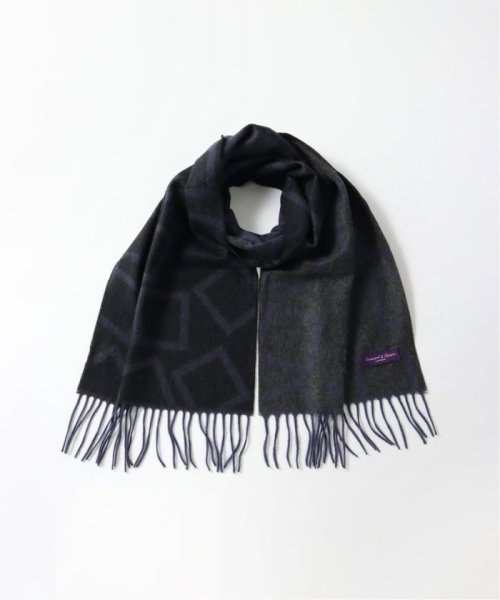 EDIFICE(エディフィス)/【Seaward & Stearn / シーワード & スターン】BIG GEOMETRIC CASHMERE STOLE/ブラック