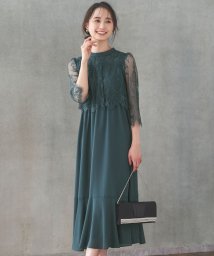 anySiS(エニィ　スィス)/【洗える】レーシーケープ ドレス/ダスティグリーン