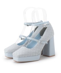 ESPERANZA(ESPERANZA)/スクエアトゥダブルストラップ厚底パンプス 結婚式二次会 パーティー 24SS/ブルー（392）