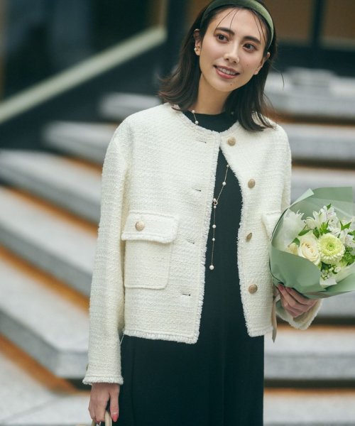 GIOLICA カラーミックスツイード ジャケット #075 #002 #305 #310 カラーミックスツイード モノトーンミックス レッドミックス ホワイト