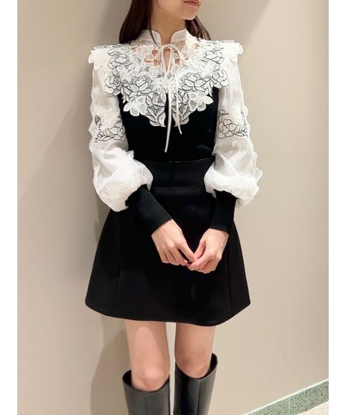 snidel レースカラーノースリニット snidel スナイデル レースカラー